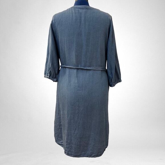 CHRISTOPHER & BANKS Chambray Button Down Shirt Dress, Size LARGE - Picture 4 of 7